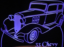 1933 Chevy 2 Door Acrylic Lighted Edge Lit LED Sign / Light Up Plaque Full Size Made in USA