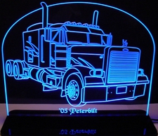 2003 Semi Truck Peterbilt Acrylic Lighted Edge Lit LED Sign / Light Up Plaque Full Size Made in USA