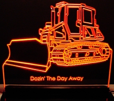 Bull Dozer Trophy Award Advertising Acrylic Lighted Edge Lit LED Sign / Light Up Plaque Full Size Made in USA