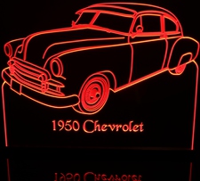 1950 Chevrolet Chevy Acrylic Lighted Edge Lit LED Sign / Light Up Plaque Full Size Made in USA