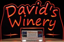 Business Card Holder Davids Winery Company Logo Acrylic Lighted Edge Lit LED Sign / Light Up Plaque Full Size Made in USA