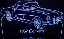 1957 Corvette Acrylic Lighted Edge Lit LED Sign / Light Up Plaque Full Size Made in USA