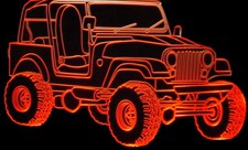 1979 Jeep CJ7 Acrylic Lighted Edge Lit LED Sign / Light Up Plaque Full Size Made in USA