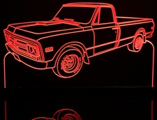 1969 GMC Pickup Truck Acrylic Lighted Edge Lit LED Sign / Light Up Plaque Full Size Made in USA