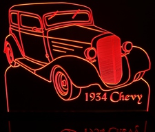 1934 Chevy Acrylic Lighted Edge Lit LED Sign / Light Up Plaque Full Size Made in USA
