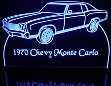 1970 Chevy Monte Carlo Acrylic Lighted Edge Lit LED Sign / Light Up Plaque Full Size Made in USA