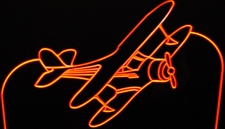 Bi-Plane Plane Airplane Acrylic Lighted Edge Lit LED Sign / Light Up Plaque Full Size Made in USA