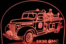 1938 GMC Truck (Fire truck) Acrylic Lighted Edge Lit LED Sign / Light Up Plaque Full Size Made in USA