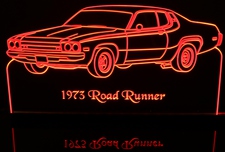 1973 Plymouth Roadrunner Acrylic Lighted Edge Lit LED Sign / Light Up Plaque Full Size Made in USA