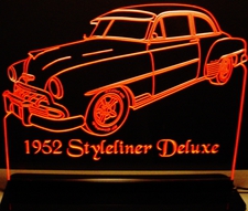 1952 Chevy Styleliner Deluxe Acrylic Lighted Edge Lit LED Sign / Light Up Plaque Full Size Made in USA