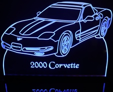 2000 Corvette Acrylic Lighted Edge Lit LED Sign / Light Up Plaque Full Size Made in USA