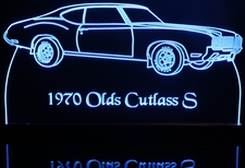 1970 Olds Cutlass S Acrylic Lighted Edge Lit LED Sign / Light Up Plaque Full Size Made in USA