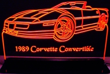 1989 Chevy Corvette Convertible Acrylic Lighted Edge Lit LED Sign / Light Up Plaque Full Size Made in USA