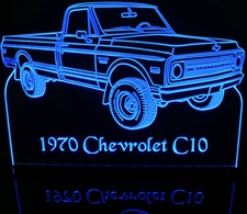 1970 Chevy Pickup Acrylic Lighted Edge Lit LED Sign / Light Up Plaque Full Size Made in USA