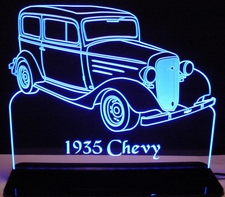 1935 Chevy Acrylic Lighted Edge Lit LED Sign / Light Up Plaque Full Size Made in USA