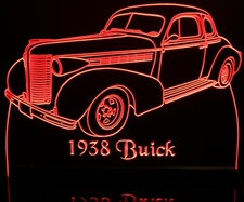 1938 Buick Acrylic Lighted Edge Lit LED Sign / Light Up Plaque Full Size Made in USA