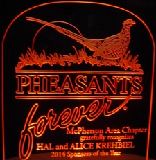 Pheasant Acrylic Lighted Edge Lit LED Sign / Light Up Plaque Full Size Made in USA