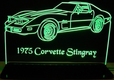 1975 Corvette Stingray Acrylic Lighted Edge Lit LED Sign / Light Up Plaque Full Size Made in USA