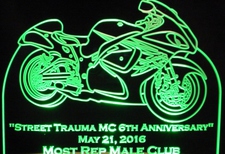 Award Trophy Presentation Street Trauma Acrylic Lighted Edge Lit LED Sign / Light Up Plaque Full Size Made in USA