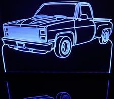 1987 Chevy Pickup Truck Stepside Acrylic Lighted Edge Lit LED Sign / Light Up Plaque Full Size Made in USA