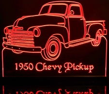 1950 Chevy Pickup Truck No Visors Acrylic Lighted Edge Lit LED Sign / Light Up Plaque Full Size Made in USA