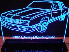1987 Monte Carlo Acrylic Lighted Edge Lit LED Sign / Light Up Plaque Full Size Made in USA
