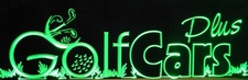Golf Cars Plus Business Logo Acrylic Lighted Edge Lit LED Sign / Light Up Plaque Full Size Made in USA