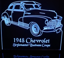 1948 Chevy Stylemaster Business Coupe Acrylic Lighted Edge Lit LED Sign / Light Up Plaque Full Size Made in USA