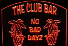 Bar Sign Club Acrylic Lighted Edge Lit LED Sign / Light Up Plaque Full Size Made in USA