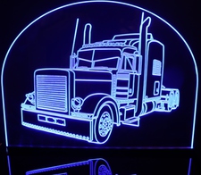 Semi Truck Pblt (add your own text) Acrylic Lighted Edge Lit LED Sign / Light Up Plaque Full Size Made in USA