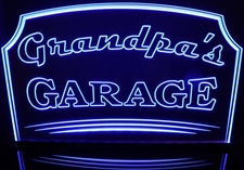 Grandpas Garage Fathers Day Acrylic Lighted Edge Lit LED Sign / Light Up Plaque Full Size Made in USA