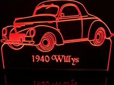 1940 Chevy Willys Coupe Acrylic Lighted Edge Lit LED Sign / Light Up Plaque Full Size Made in USA
