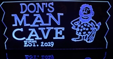 Man Cave Room Sign Plaque Recreation Caveman (add your name) Acrylic Lighted Edge Lit LED Sign / Light Up Plaque Full Size Made in USA