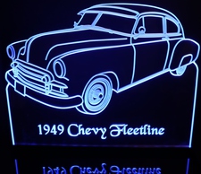 1949 Chevy Fleetline Acrylic Lighted Edge Lit LED Sign / Light Up Plaque Full Size Made in USA