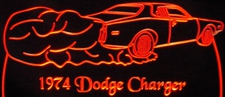 1974 Dodge Charger Acrylic Lighted Edge Lit LED Sign / Light Up Plaque Full Size Made in USA