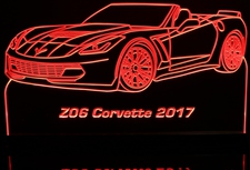 2017 Corvette Z06 Convertible Acrylic Lighted Edge Lit LED Sign / Light Up Plaque Full Size Made in USA