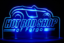 Hot Rod Shop Advertising Business Logo Acrylic Lighted Edge Lit LED Sign / Light Up Plaque Full Size Made in USA