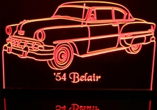 1954 Chevy Belair Acrylic Lighted Edge Lit LED Sign / Light Up Plaque Full Size Made in USA