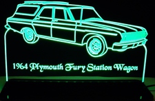 1964 Plymouth Fury Station Wagon SW Acrylic Lighted Edge Lit LED Sign / Light Up Plaque Full Size Made in USA