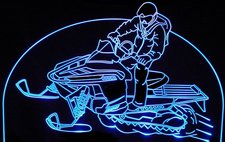 Snowmobile C (Add Your Own Text) Acrylic Lighted Edge Lit LED Sign / Light Up Plaque Full Size Made in USA