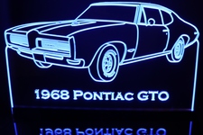 1968 Pontiac GTO Acrylic Lighted Edge Lit LED Sign / Light Up Plaque Full Size Made in USA