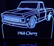 1968 Chevy Pickup Truck LH Acrylic Lighted Edge Lit LED Sign / Light Up Plaque Full Size Made in USA