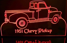 1951 Chevy Pickup Truck Acrylic Lighted Edge Lit LED Sign / Light Up Plaque Full Size Made in USA