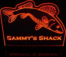 Fish Walleye Pike Bass (add your own text) Acrylic Lighted Edge Lit LED Sign / Light Up Plaque Full Size Made in USA