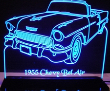1955 Chevy Belair / Bel Air Convertible Acrylic Lighted Edge Lit LED Sign / Light Up Plaque Full Size Made in USA