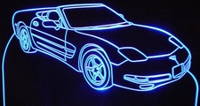 2002 Chevy Corvette Convertible Acrylic Lighted Edge Lit LED Sign / Light Up Plaque Full Size Made in USA