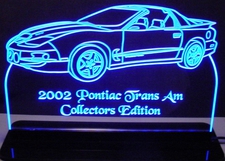 2002 Trans Am Acrylic Lighted Edge Lit LED Sign / Light Up Plaque Full Size Made in USA
