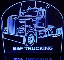 Semi Kenworth W900l No Sleeper (add your own text) Acrylic Lighted Edge Lit LED Sign / Light Up Plaque Full Size Made in USA