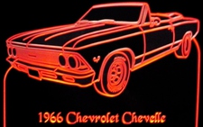 1966 Chevelle Convertible (top down) Acrylic Lighted Edge Lit LED Sign / Light Up Plaque Full Size Made in USA