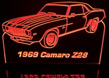 1969 Camaro Z28 Acrylic Lighted Edge Lit LED Sign / Light Up Plaque Full Size Made in USA